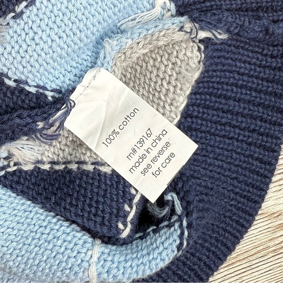 27 Miles Argyle Knit Tank Top XS Navy Gray Light Blue - Picture 5 of 6